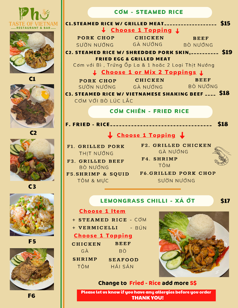 Menu Taste Of Vietnam Restaurant-1