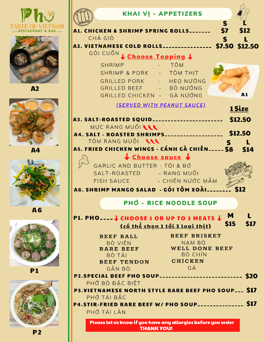 Menu Taste Of Vietnam Restaurant-2